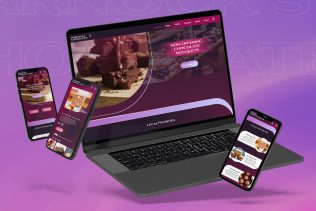 Dark luxurious website and app UI design mockup for chocolate company