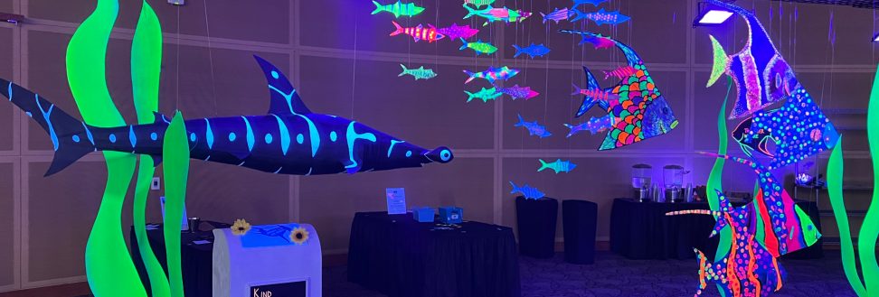 Tiger shark black light sculpture art installation